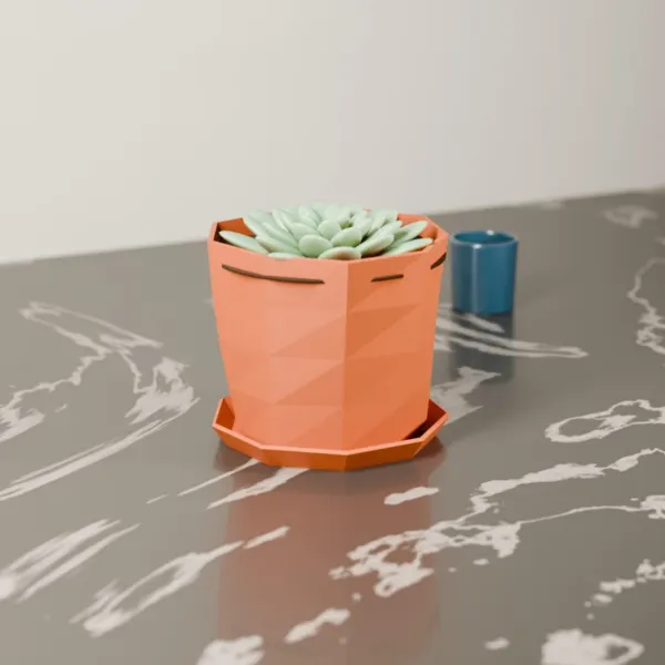 Low-poly květináč se jménem
