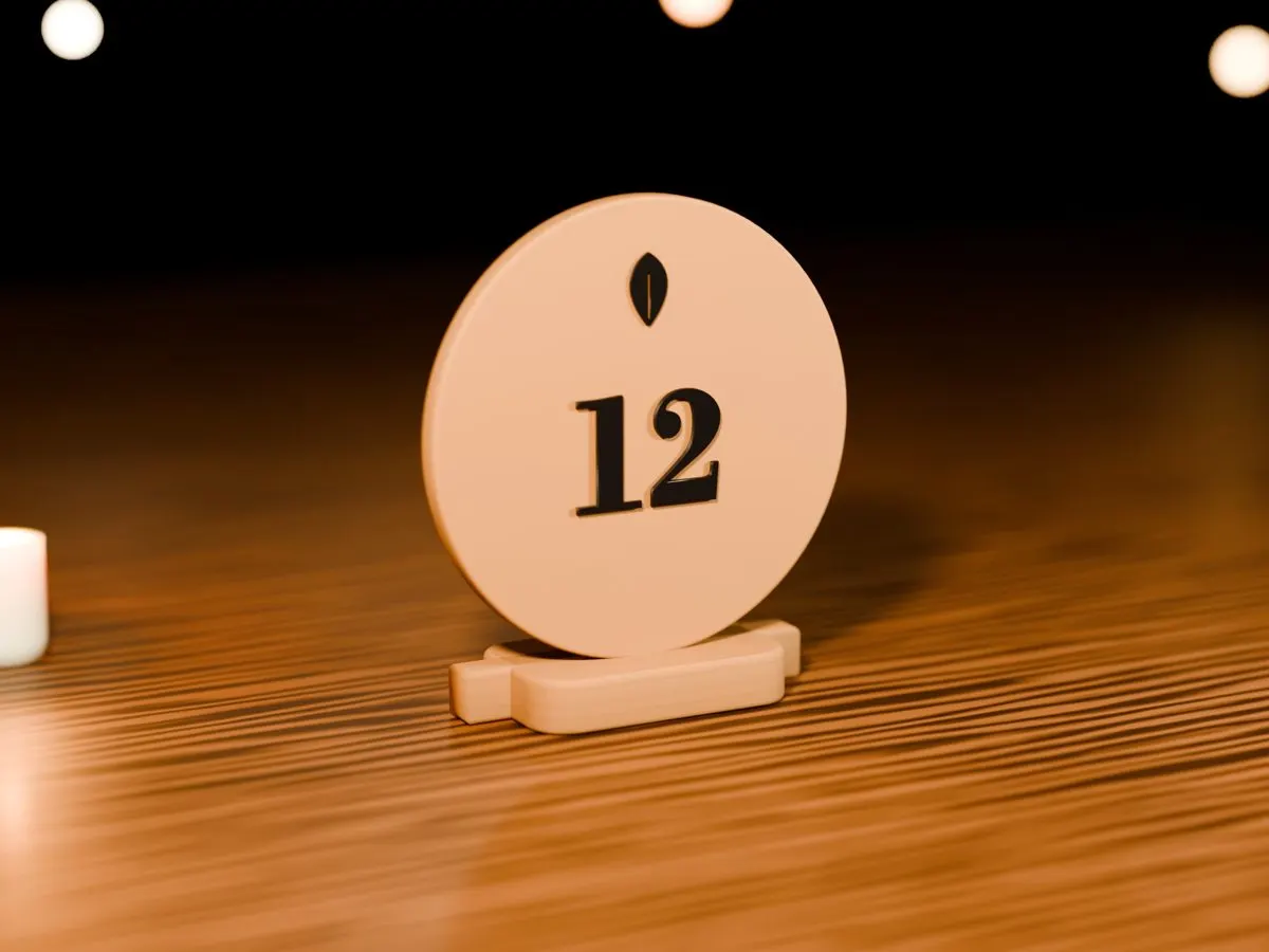 Tischnummer mit Restaurantlogo