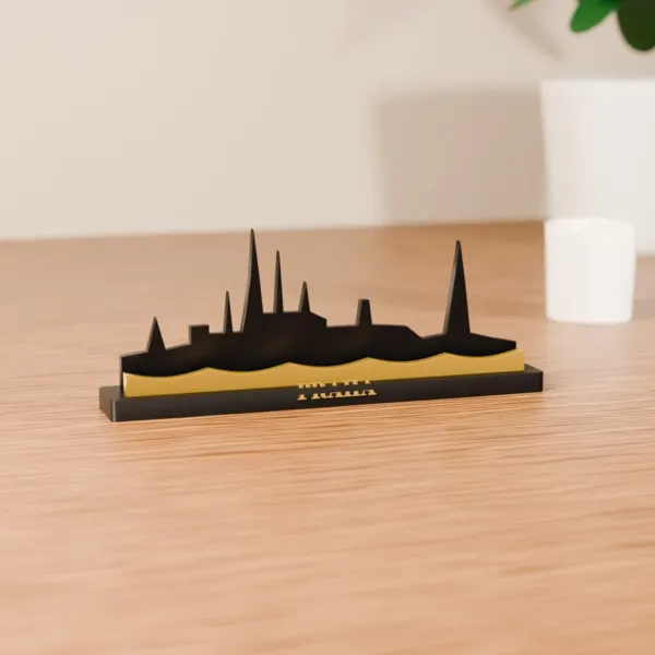 Panorama města s nápisem