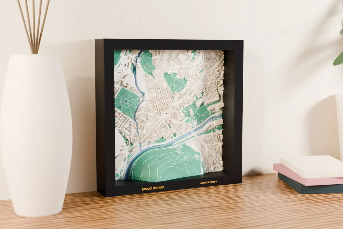3D mapa Banská Bystrica – náhled tištěného 3D modelu