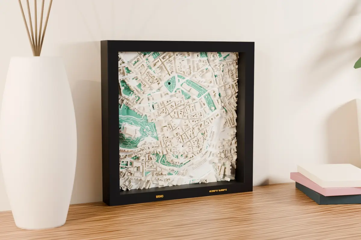 3D-Karte Brünn – Vorschau des gedruckten 3D-Modells