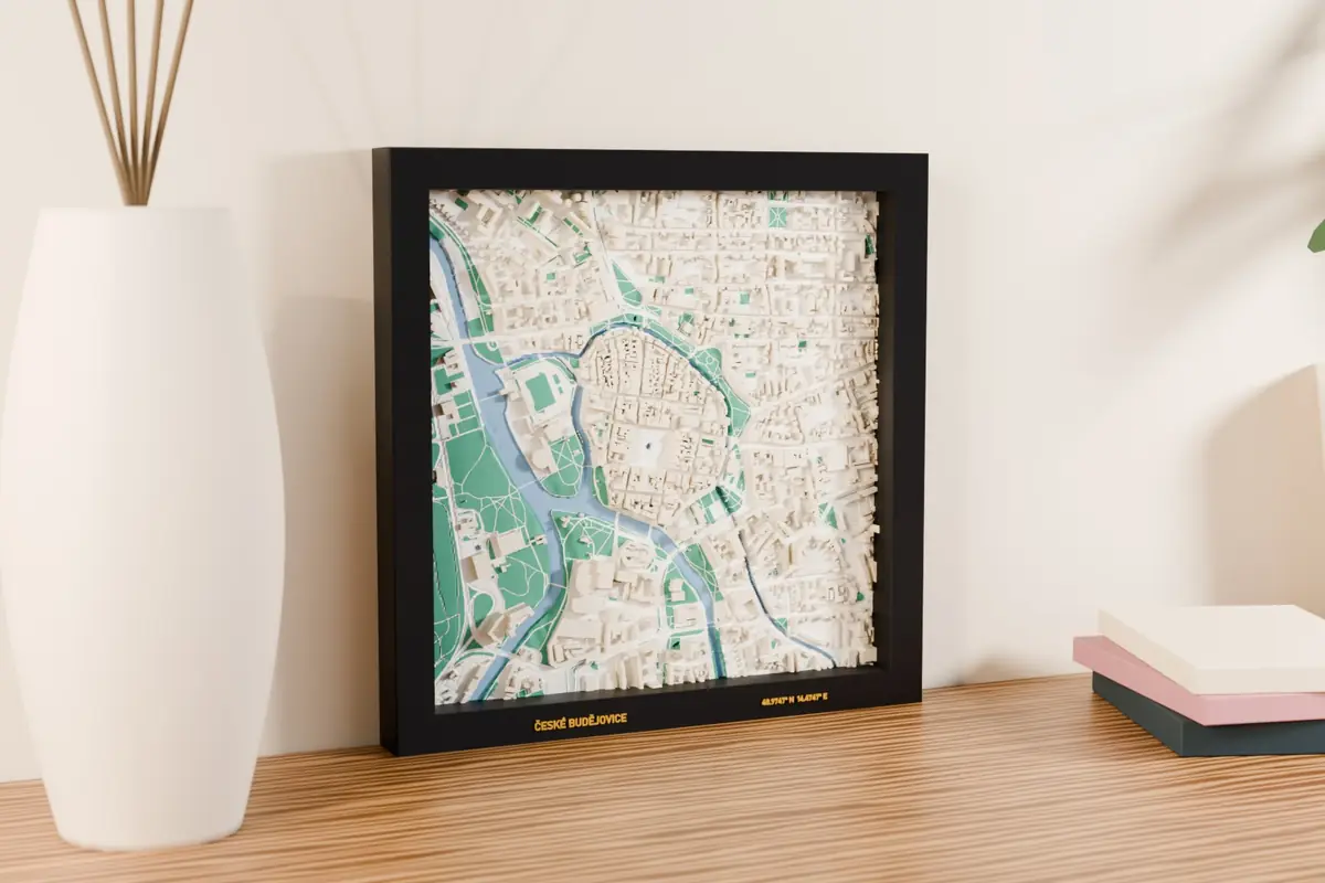 Mapa 3D Czeskie Budziejowice – podgląd wydrukowanego modelu 3D