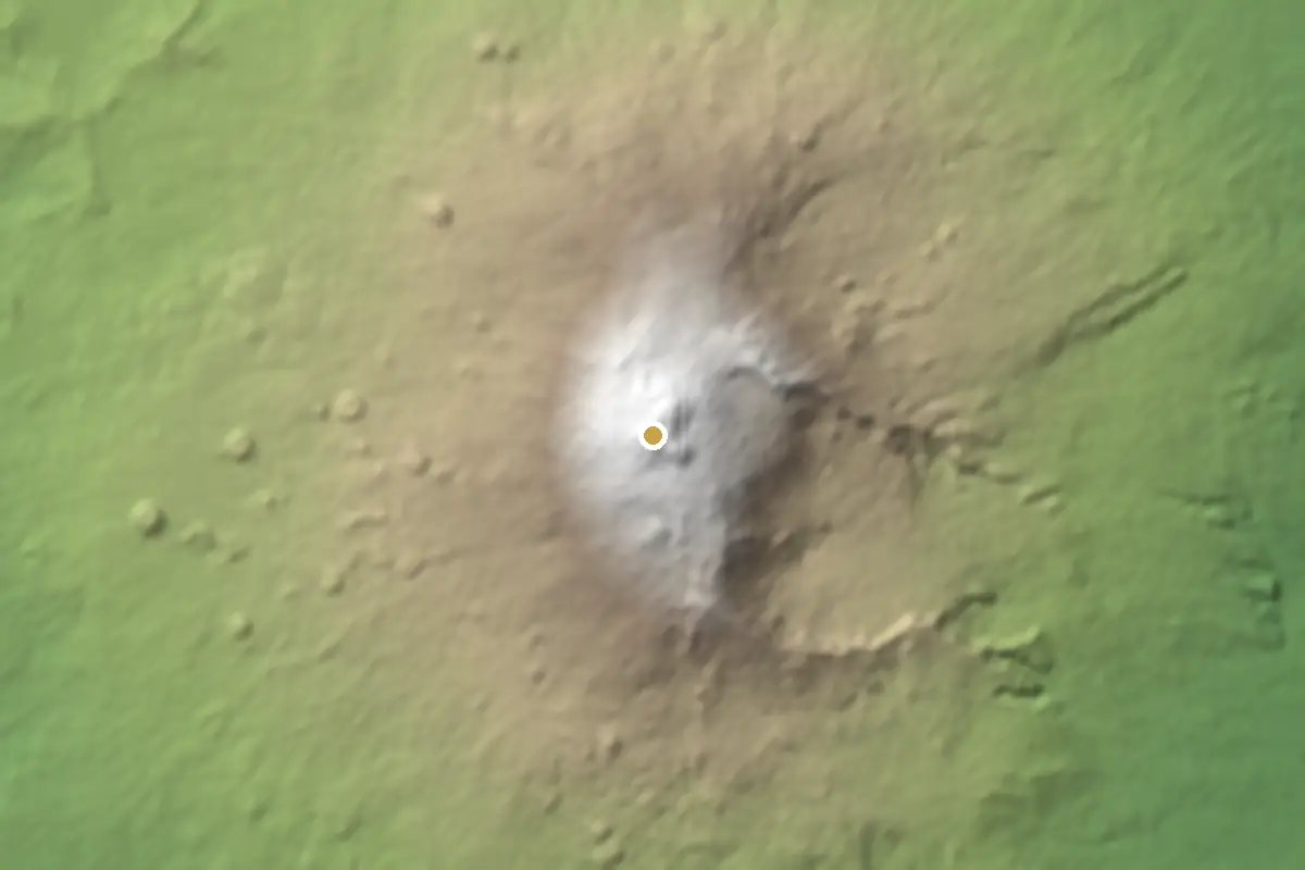 Etna – tieňovaný terén z výškových údajov