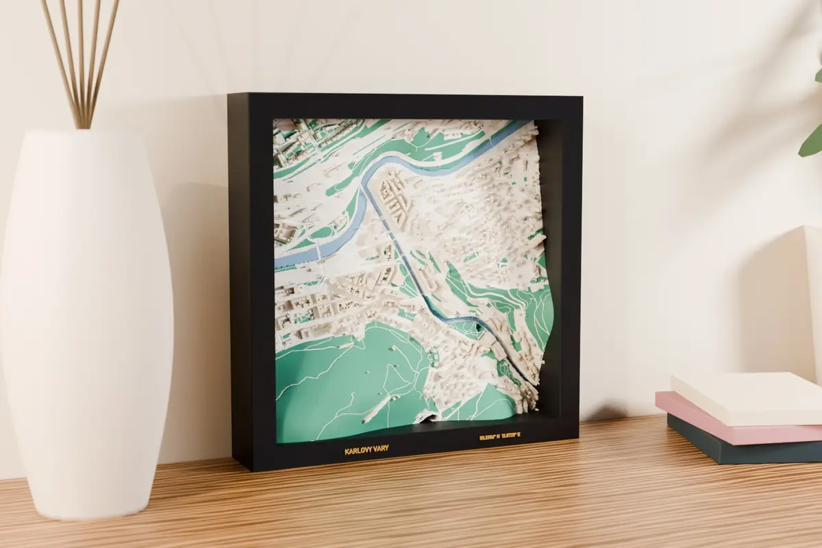 Mapa 3D Karlowe Wary – podgląd wydrukowanego modelu 3D