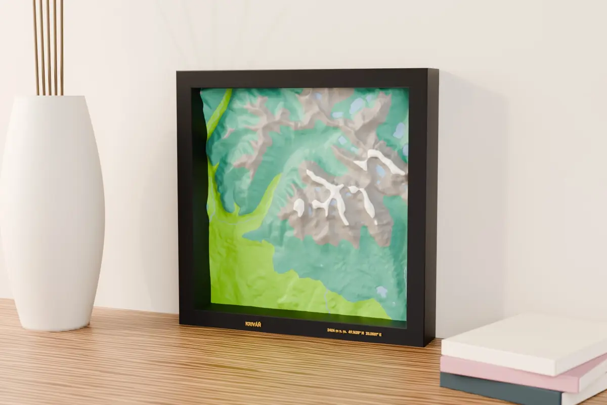 3D reliéf Kriváň – náhled tištěného 3D modelu