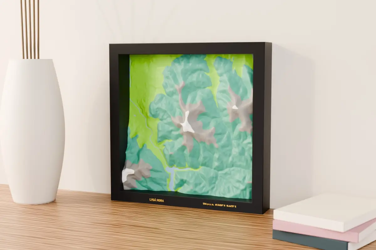 3D reliéf Lysá hora – náhľad tlačeného 3D modelu