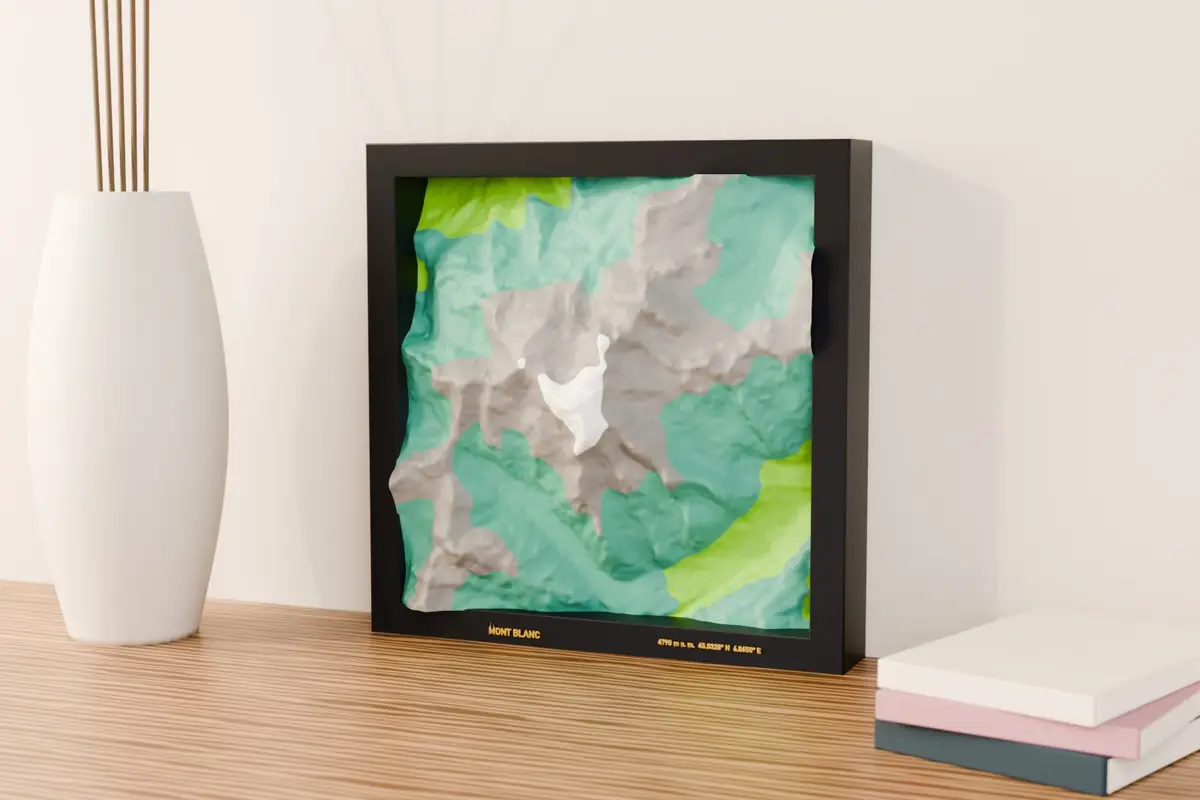 3D-Relief Mont Blanc – Vorschau des gedruckten 3D-Modells