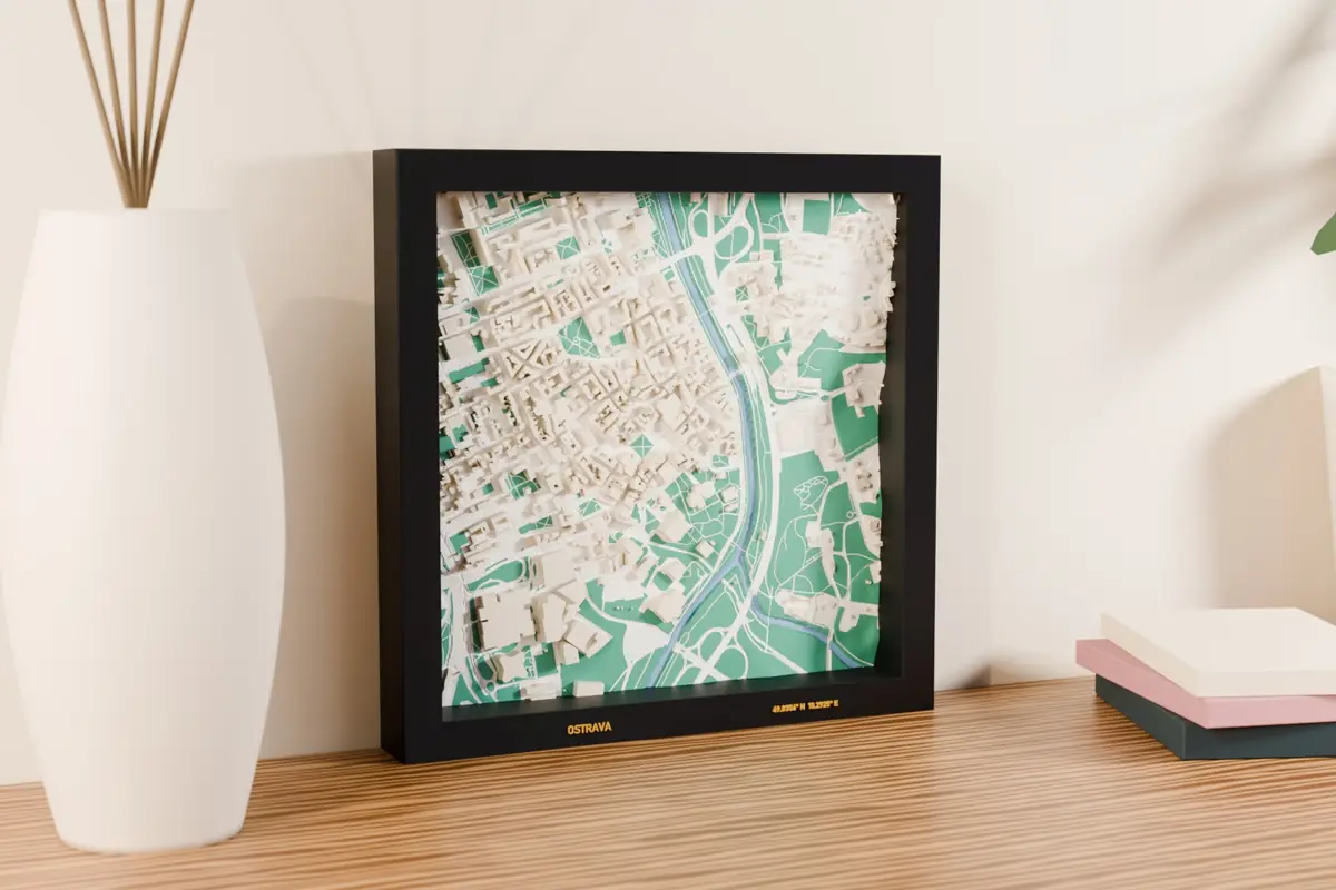 3D mapa Ostrava – náhled tištěného 3D modelu