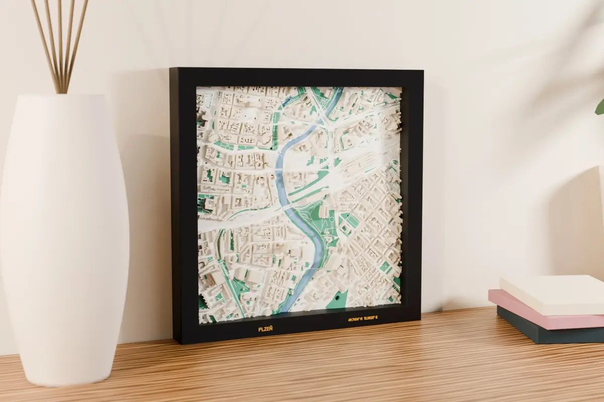 3D-Karte Pilsen – Vorschau des gedruckten 3D-Modells