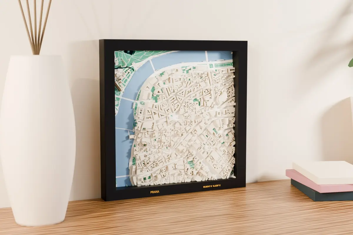 3D mapa Praha – náhľad tlačeného 3D modelu