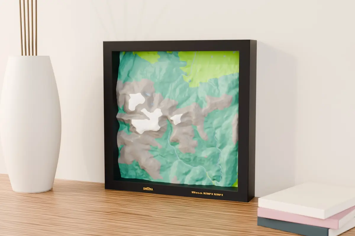 3D reliéf Sněžka – náhľad tlačeného 3D modelu