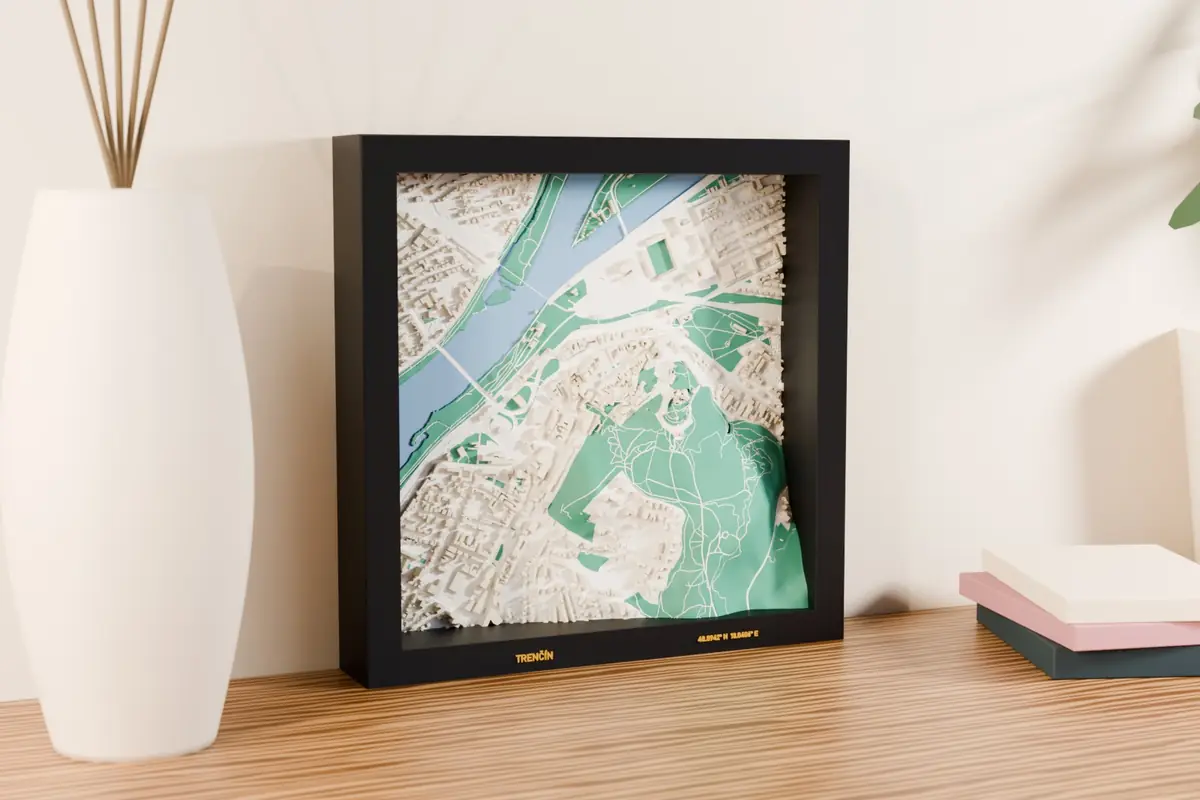 3D mapa Trenčín – náhled tištěného 3D modelu
