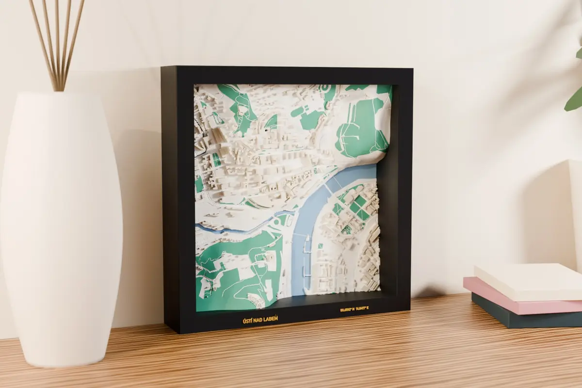 3D-Karte Ústí nad Labem – Vorschau des gedruckten 3D-Modells