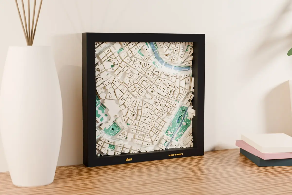 Mapa 3D Wiedeń – podgląd wydrukowanego modelu 3D