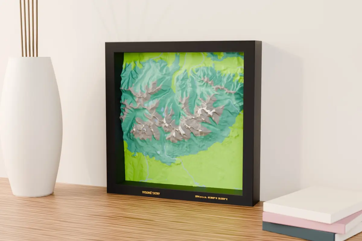 3D reliéf Vysoké Tatry – náhľad tlačeného 3D modelu