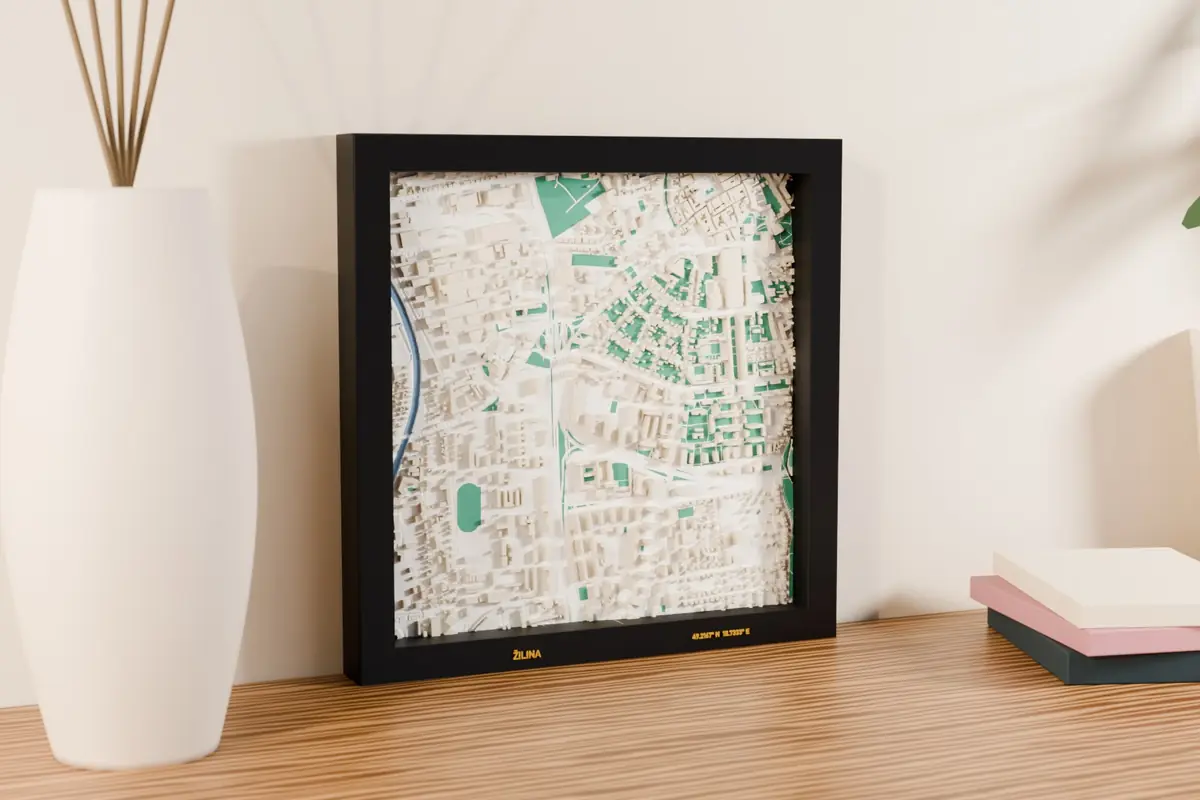 Mapa 3D Żylina – podgląd wydrukowanego modelu 3D